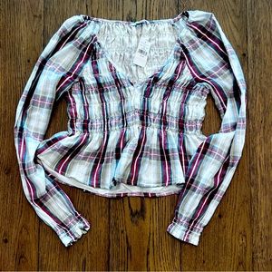 Xs American Eagle Plaid Babydoll Top - NWT